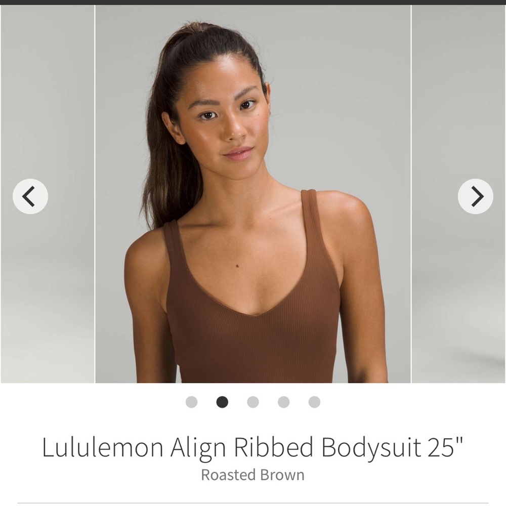 Lululemon Align Ribbed One Piece Bodysuit 25” ROASTED BROWN Sz 6